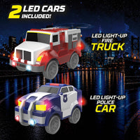 Magic Tracks Crash Theme Race Car Track Set for kids 2 Cars - Magic Tracks Rescue Theme Set - image 2