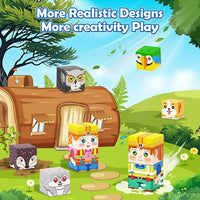 Magnetic Blocks with Forest Animals, Magnetic Building Blocks Magnet Cube Toys Stacking, Build Forest World Set, STEM Montessori Sensory Toys for Kids Boys Girls Age 3 4 5 6 7 8 9 10 Gifts