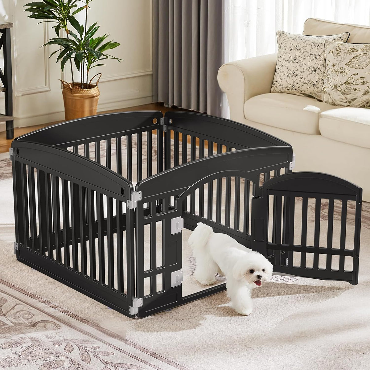 Sweetcrispy Dog Playpen, Plastic Puppy Pet Fence - Basic Black / 4 / 24 Inch - image 4