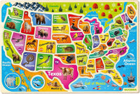 US Map Puzzles for Kids Ages 4-6 - Realistic Wooden USA