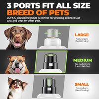 Dog Nail Grinder with 2 LED Lights Powerful 2 Speeds Super Quiet Dog Nail Trimmers with 3 Grinding Wheels Rechargeable Pet Dog Nail Clippers for Large Medium Puppy Dogs Dog Nail File Cat Nail Clipper