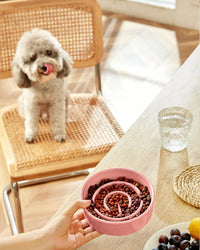 Ceramic Slow Feeder Dog Bowls - Pink / 6 Inches - image 2