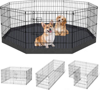 PEEKABOO Foldable Rustproof Dog Playpen with Door, 8 Panels 24"H – Essentials for Dogs - 8 Panels 24"H x 24"W Playpen+Bottom Pad