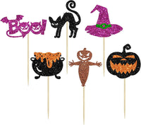 Ephlyn 24 white glitter ghost cupcake toppers for Halloween desserts - view 12