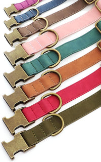 Didog Soft PU Leather Dog Collar, Stylish Quick Released Dog Collars for Small Dogs, Easy Clean Adjustable Pet Collar for Daily Walking, Red, S Fit 10-16" Neck