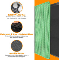 Cat Litter Mat 24"x16", Double Layer EVA litterbox Mat Beige - Green / Honeycomb-24 x 16 Inches - image 3