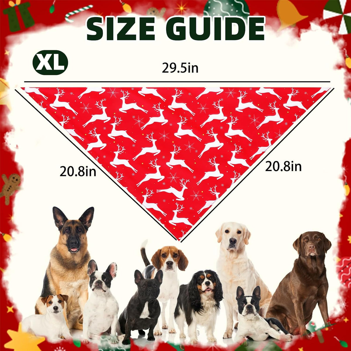 PUPTECK Dog Cooling Bandanas 4pcs Outfit - Red/Green/White / X-Large (29"x20"x20") - image 2
