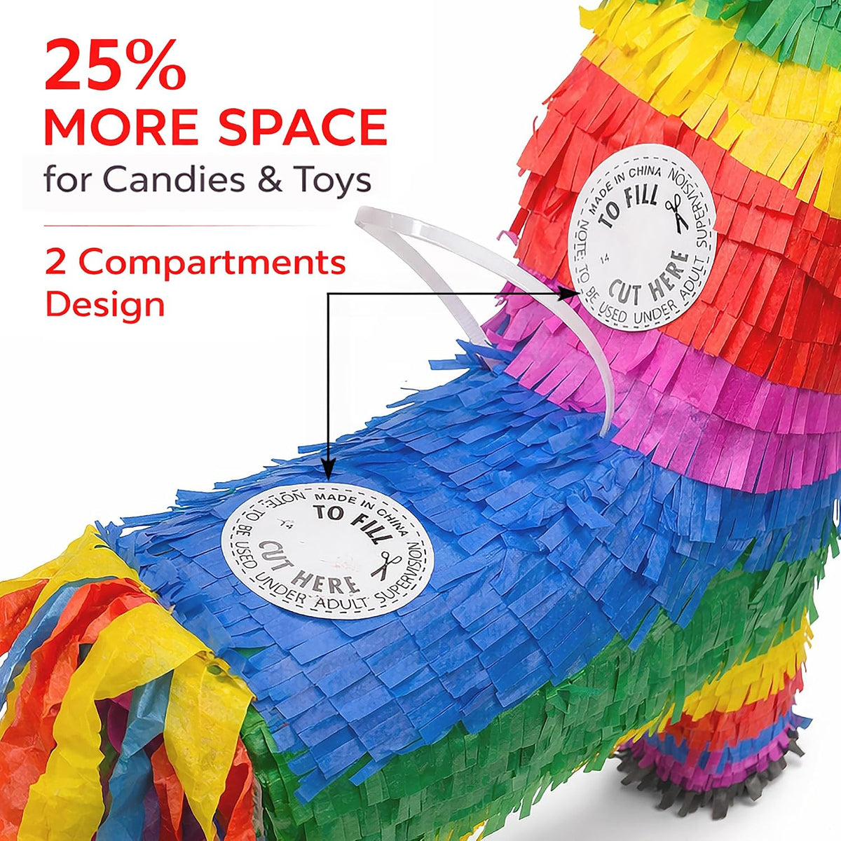 GIFTEXPRESS 16" Rainbow Donkey Pinata, Benito the Donkey - image 4