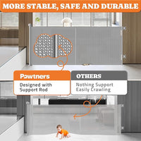 Upgrade Retractable Baby Gates, 35" Tall Extends up to 60" Wide, Mesh Dog Gate Indoor for Stairs, Outdoor Reinforced Pet Gate with Support Rods for Doorways Hallways Kitchen Bedroom, Grey