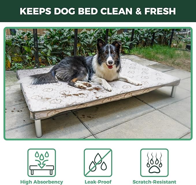 FXW TitanNest Chew-Proof Elevated Dog Bed, Raised Cot for Indoor/Outdoor/Camping Use, Durable & Washable Padded Pet Bed with Exclusive Reuseable Cover for Large Dogs, 50.0" L x 31.0" W x 7.3" H, Gray