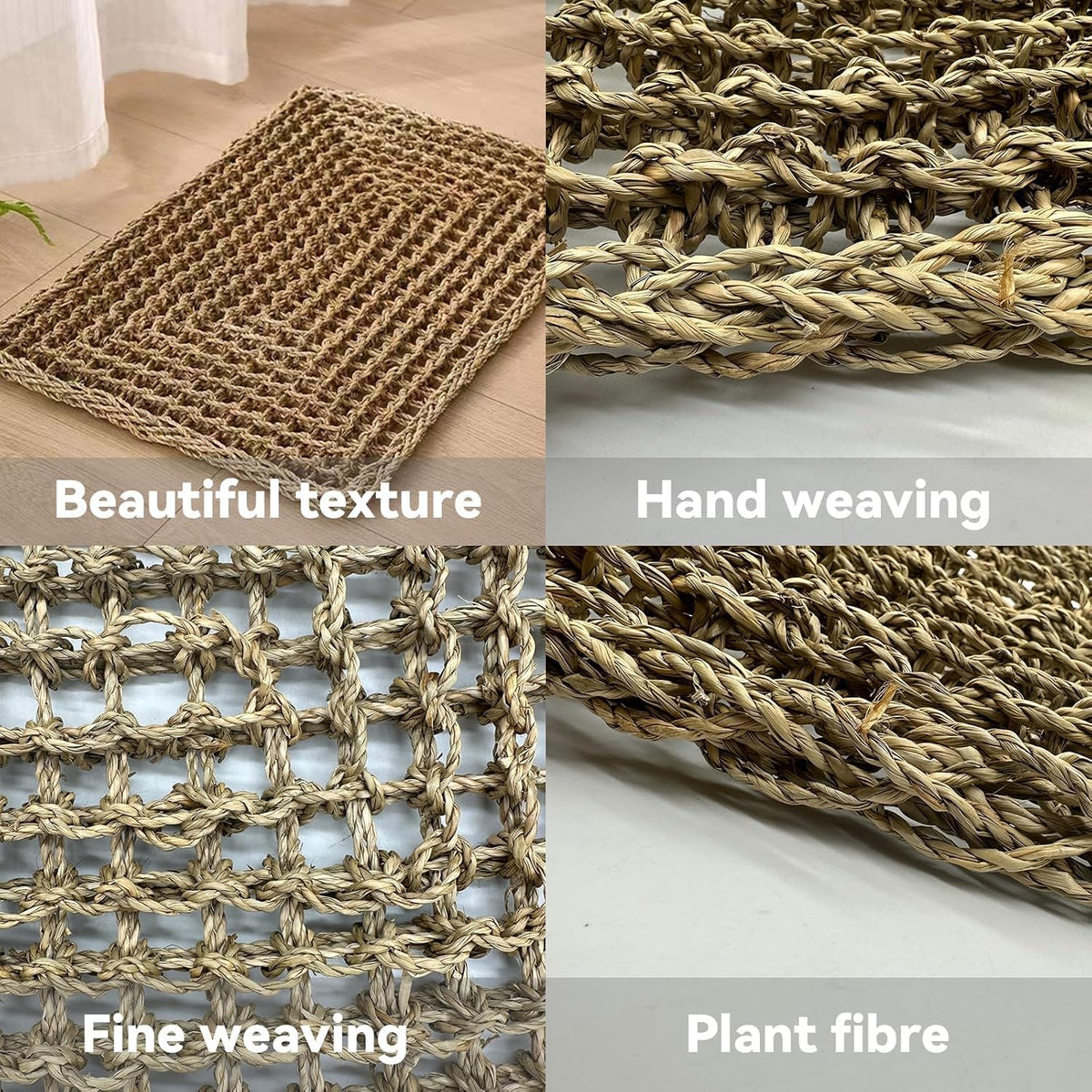 Bird Seagrass Mat 30 x 7 Inch Parrot Natural Seagrass Woven Net - 2Pcs 23.6" × 13.8" - image 3