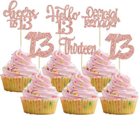 30pcs 16th Birthday Cupcake Toppers - 13th / Rose Gold