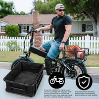 RAYMACE Rear Rack Bike Basket with Cargo Net and Liner Large Bicycle Basket Perfect Mount for Electric Bike