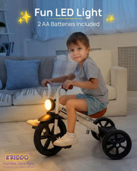 KRIDDO Tricycle for Toddlers 2-5 Years: Rubber Front Wheel - White - image 3