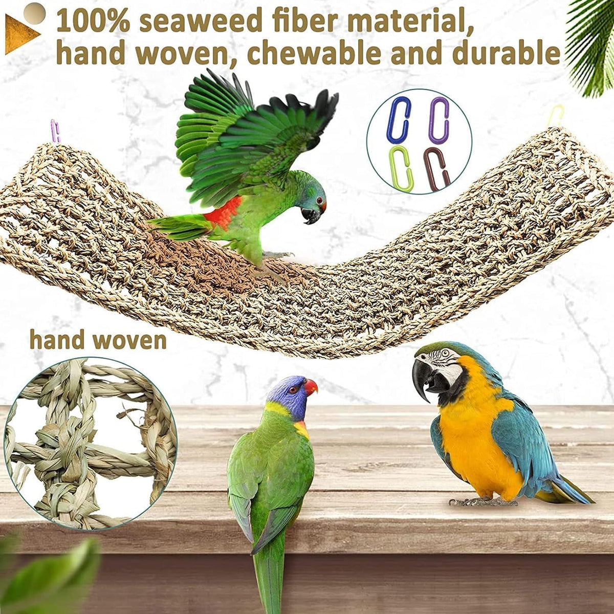 Bird Seagrass Mat 30 x 7 Inch Parrot Natural Seagrass Woven Net - 2Pcs 29.5" × 7" - image 4