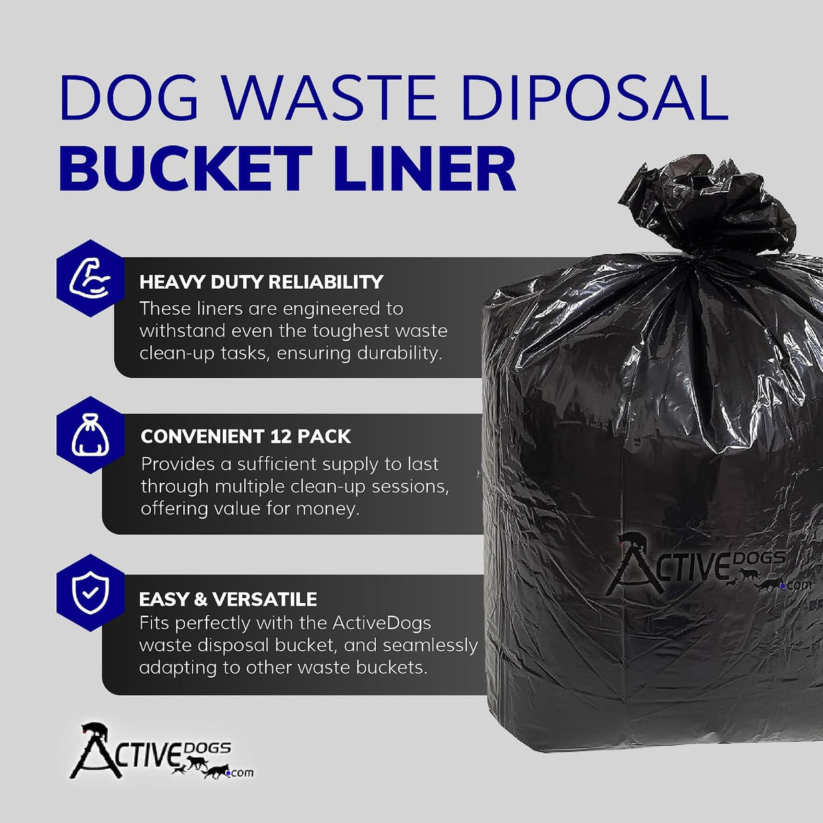 ActiveDogs Dog Pooper Scooper - Bucket Liners Refill Pk - image 2