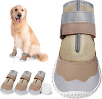 DcOaGt Dog Shoes Large Size Dogs - Khaki-Reflective / Size 8:for paw width 3.0-3.2 inches (Pack of 4)