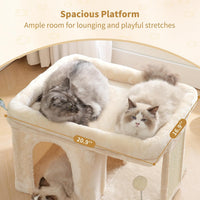 Heybly Cat Tree, 14" Cat Tower with Large Cat Bed & Condo HCT203SW – Essentials for Cats - 14 inch / Beige - image 3