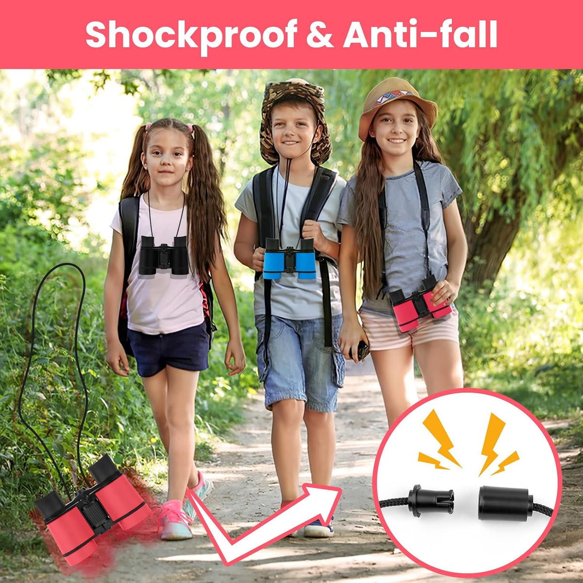 Dr. Anison kids binoculars set in blue with canvas bag and neck strap - view 17