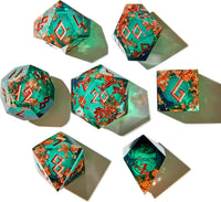 HEIMDALLR liquid core DND dice set in Fenrir's Shadow with glowing LED display box - view 26