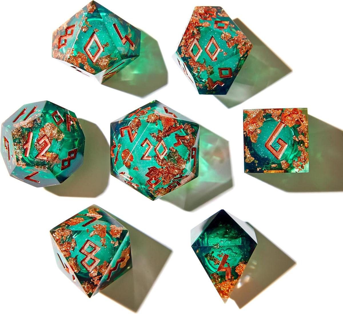 HEIMDALLR liquid core DND dice set in Fenrir's Shadow with glowing LED display box - view 26