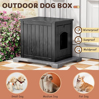 Outdoor & Indoor Dog House for Weatherproof and Stylish Furniture, Insulated Dog House Outdoor, Multi - Use for Small and Medium Dogs (Black, 22.8" L × 17.7" W × 21.7" H)