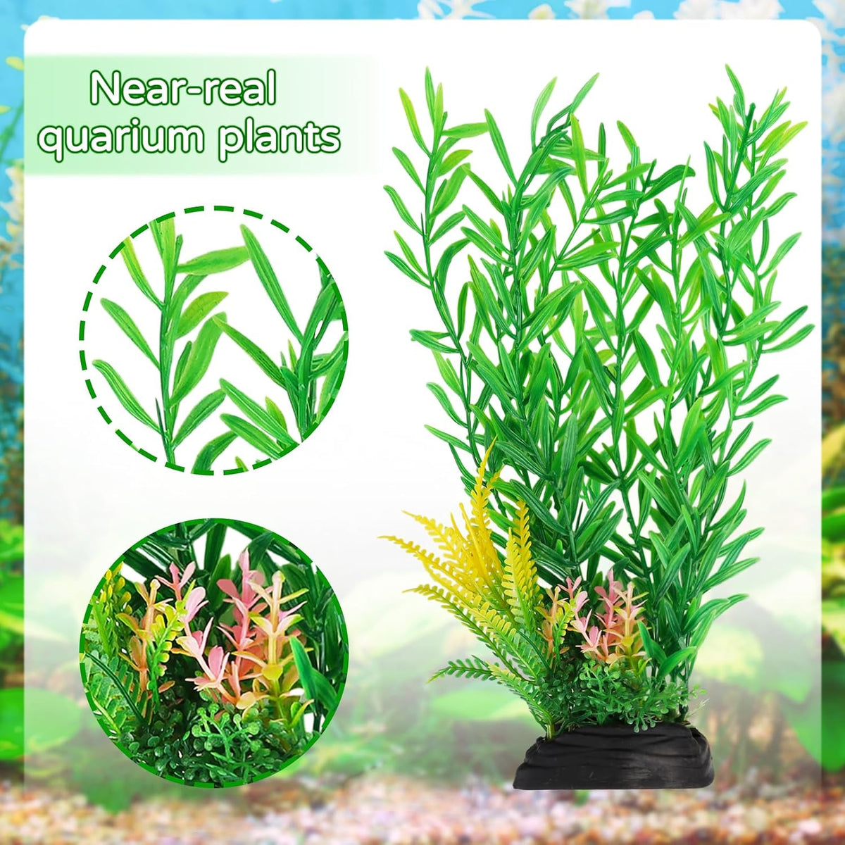 QUOZUO Fish Tank Plants, 20pcs Aquarium Decor Green Plants Artificial Aquarium Decorations Plant - image 2