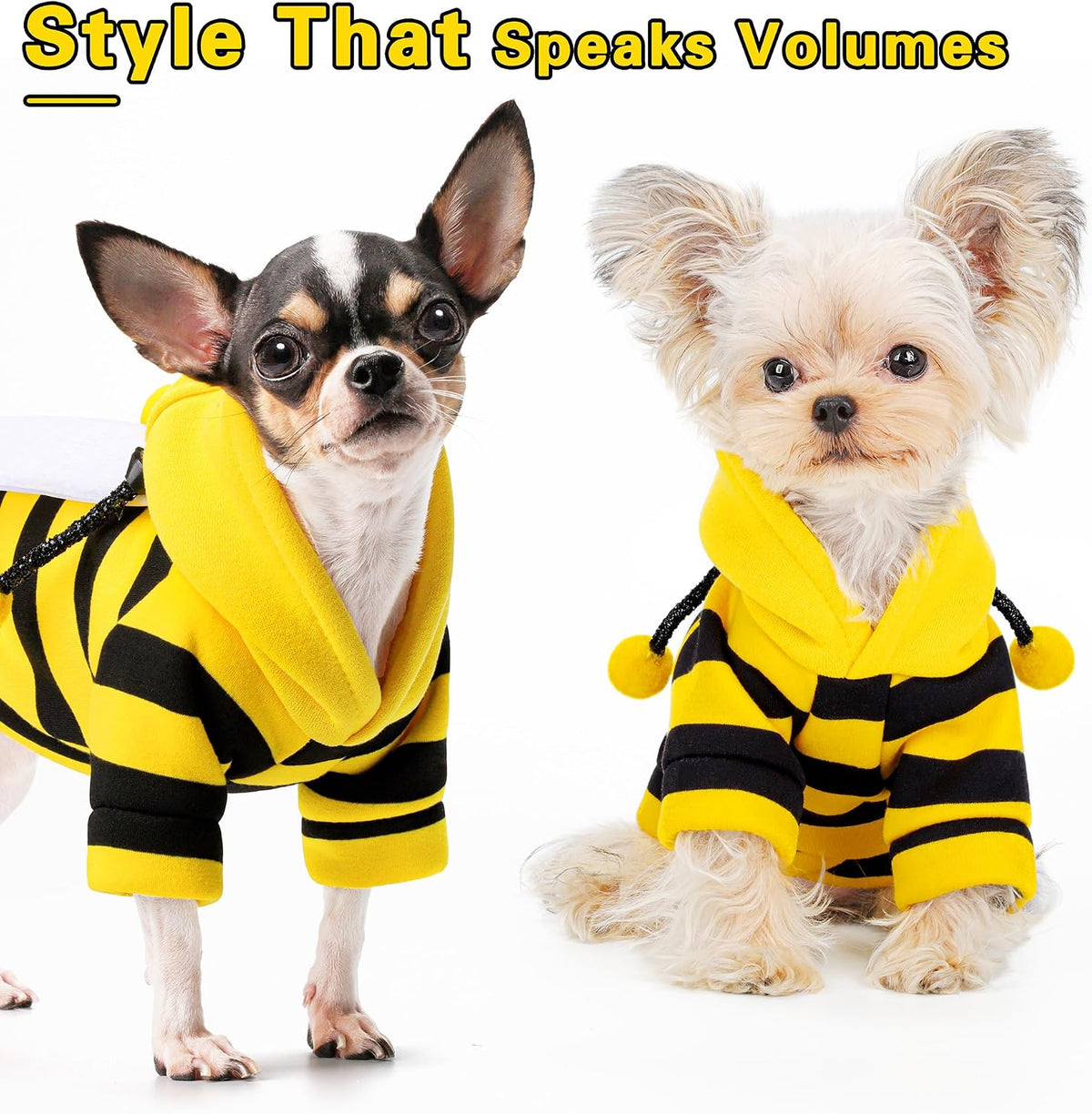 Adorable Bumblebee Halloween Costume Hoodie for Medium Dogs - Yellow Bumble Bee / X-Small - image 2