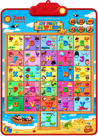 Just Smarty Interactive Alphabet Wall Chart, ABC & 123's, Blue – Fun for Kids & Family - 100 Words