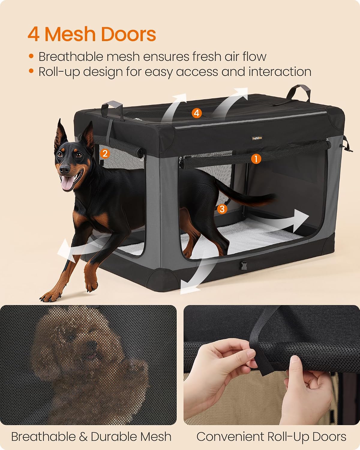 Feandrea Collapsible Dog Crate - XXXL (48"L x 29"W x 31"H) - image 4
