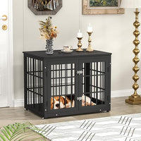 32 Inch Heavy Duty Dog Crate Furniture for Medium and Small Dogs, Decorative Pet House End Table, Wooden Cage Kennel Furniture Indoor, Black