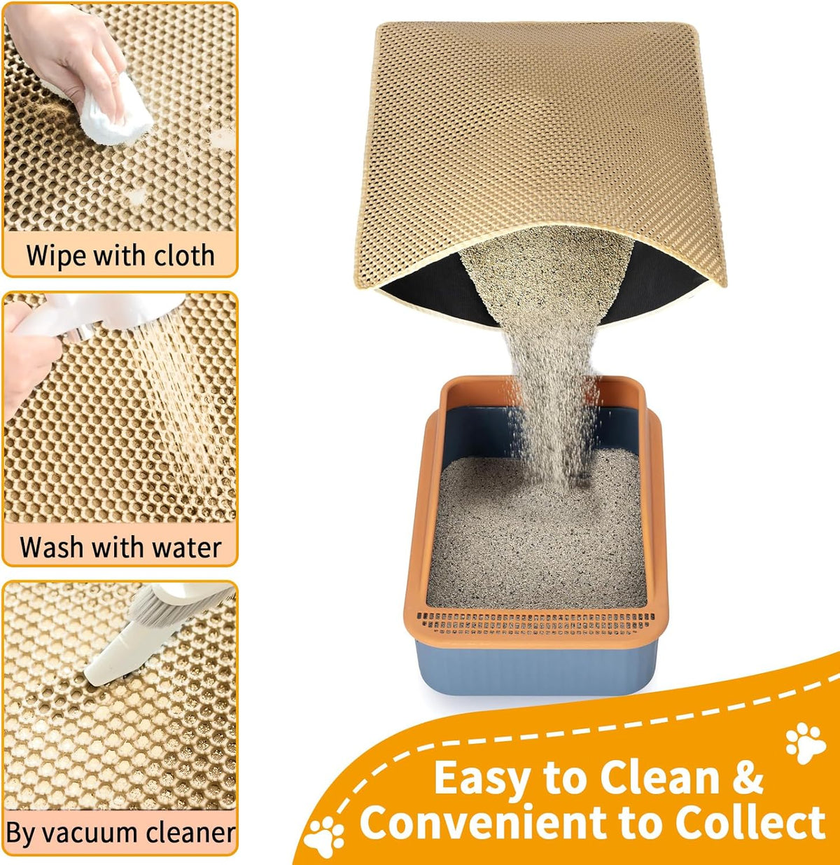 Cat Litter Mats-Extra Large 47''x36'' Litter Trapping Mat for Cat-XXL - Khaki-S 25x16 inch - image 3