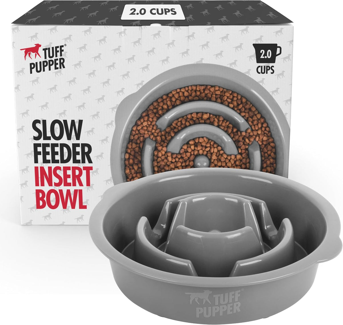 Tuff Pupper Slow Feeder Insert Bowl - 2 Cup - 7.5-8 Inch Feeder Holes