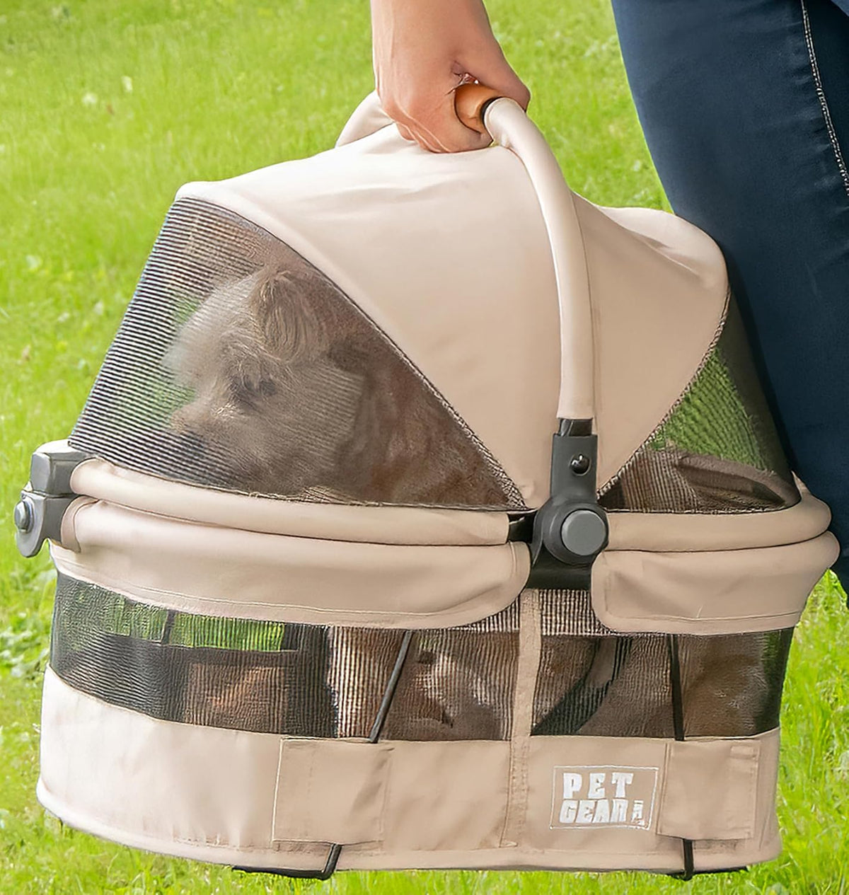 Pet Gear No-Zip View 360 Pet Carrier & Car Seat, 15" - Light Tan / 15.5"L x 12.5"W x 15.5"H