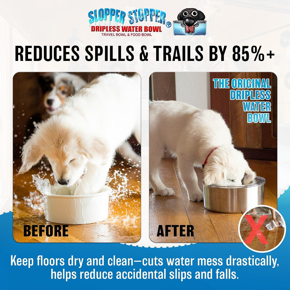 Tritan dripless dog water bowl with lid, 1 gallon, for medium dogs - view 2