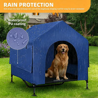 Dog House, 42” Large Dog Houses Outdoor Indoor Elevated Dog Cot Bed – Essentials for Dogs - 42 INCH Dark Blue - image 3