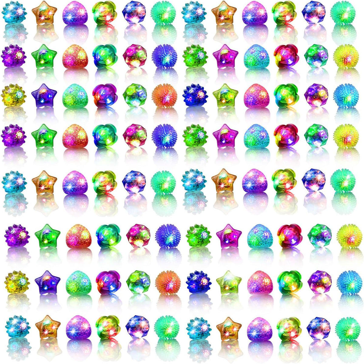 OLUPP LED light up rings in six shapes and colors, 48 pack - view 2