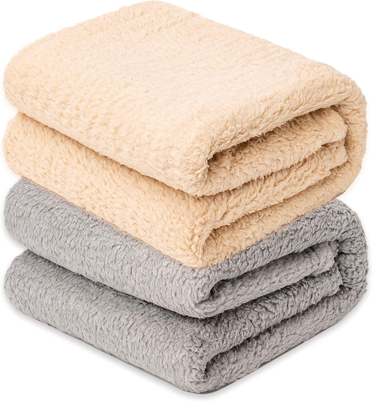 2 Blankets, Dog Cat Pet Blanket, Soft Warm Fleece, for Puppy - Beige+lightgray / 40"L x 32"W, 2/Pack