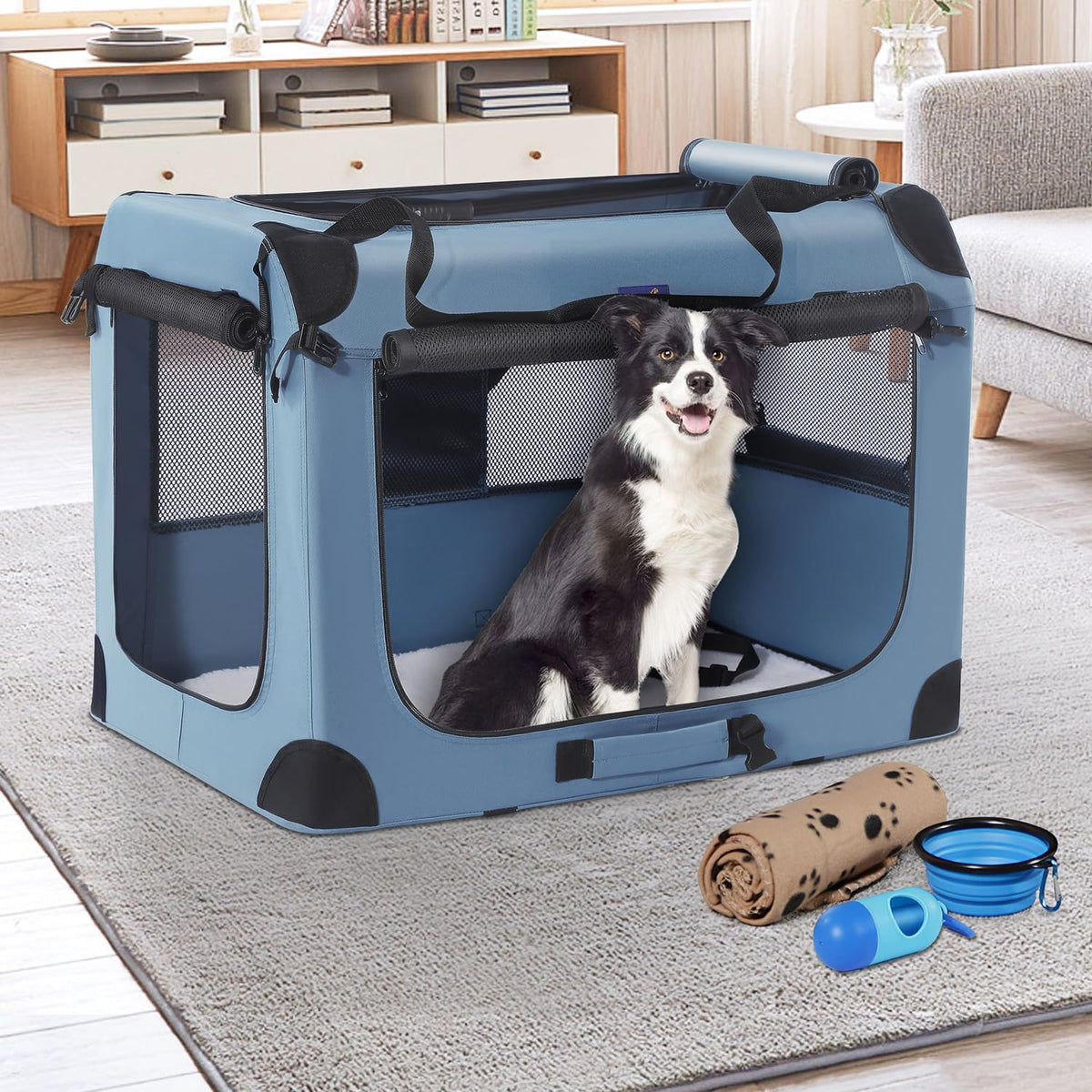 Portable Collapsible Dog Crate - Blue / 32.0"L x 23.0"W x 23.0"H - image 4
