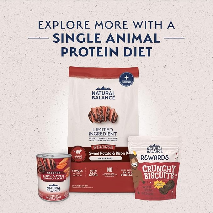 Natural Balance Limited Ingredient Adult Grain-Free Dry Dog Food, Reserve Sweet Potato & Bison Recipe, 12 Pound (Pack of 1)