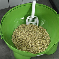 PawHut Hooded Cat Litter Box, Large Kitty Litter Pan with Lid, Scoop, Leaking Sand Pedal, Top Handle, Dark Green