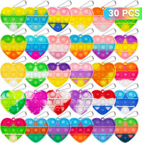 PICcircuit 30 pack mini pop fidget keychains in multicolor shapes for party favors - view 4