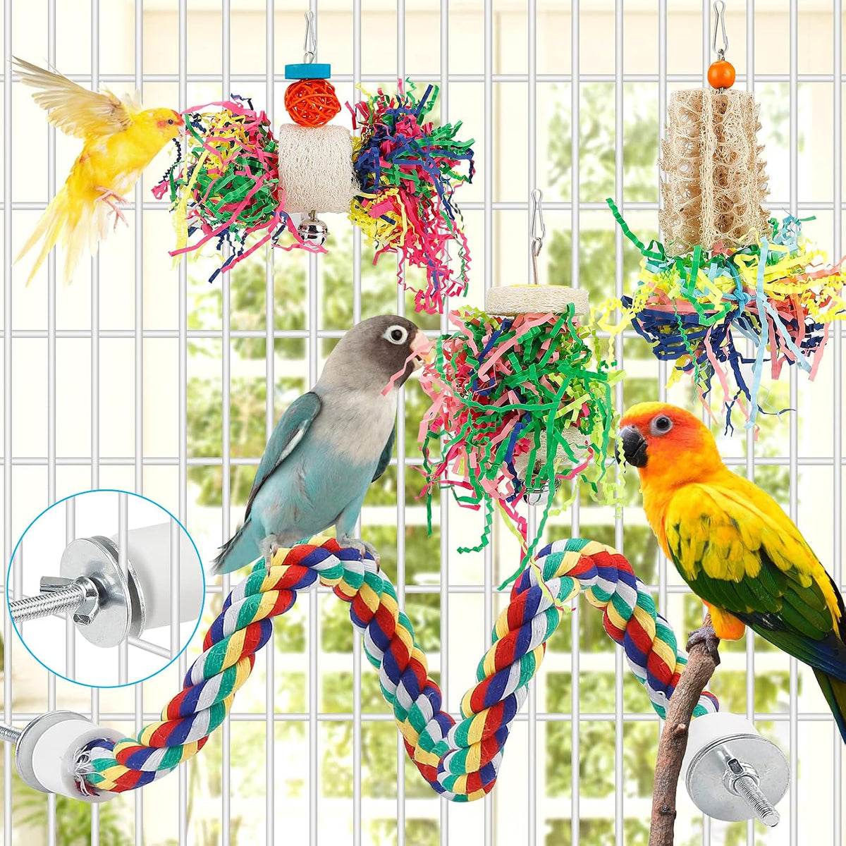 Bird Shredding Foraging Toys Parakeet Toy Chewing Hanging Toy - Without Rope Perch - image 4