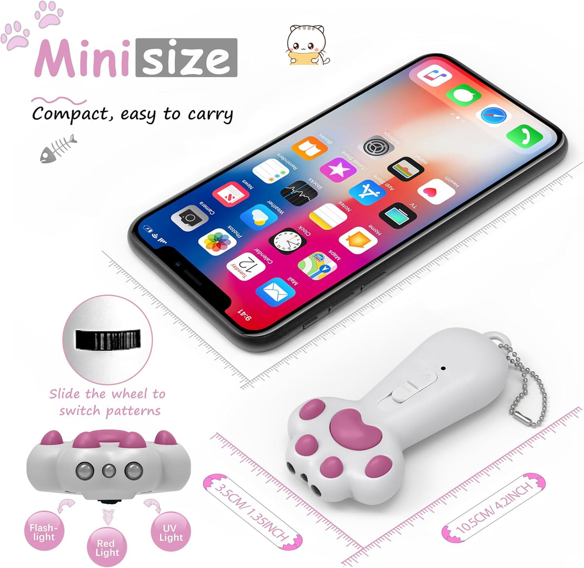 FYNIGO USB rechargeable interactive LED cat toy with five light patterns - view 3