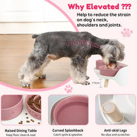 Elevated Slow Feeder Dog Bowls with Splash Proof Stand - Medium / Pink - image 3