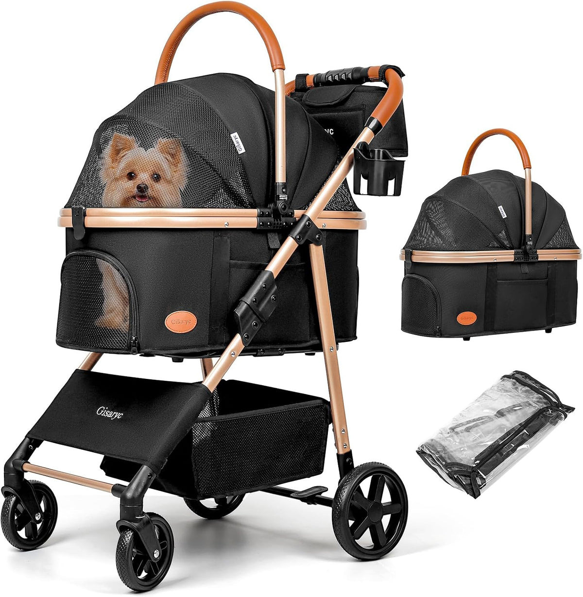 Dog Cat Stroller for Small/Medium Pets - Black