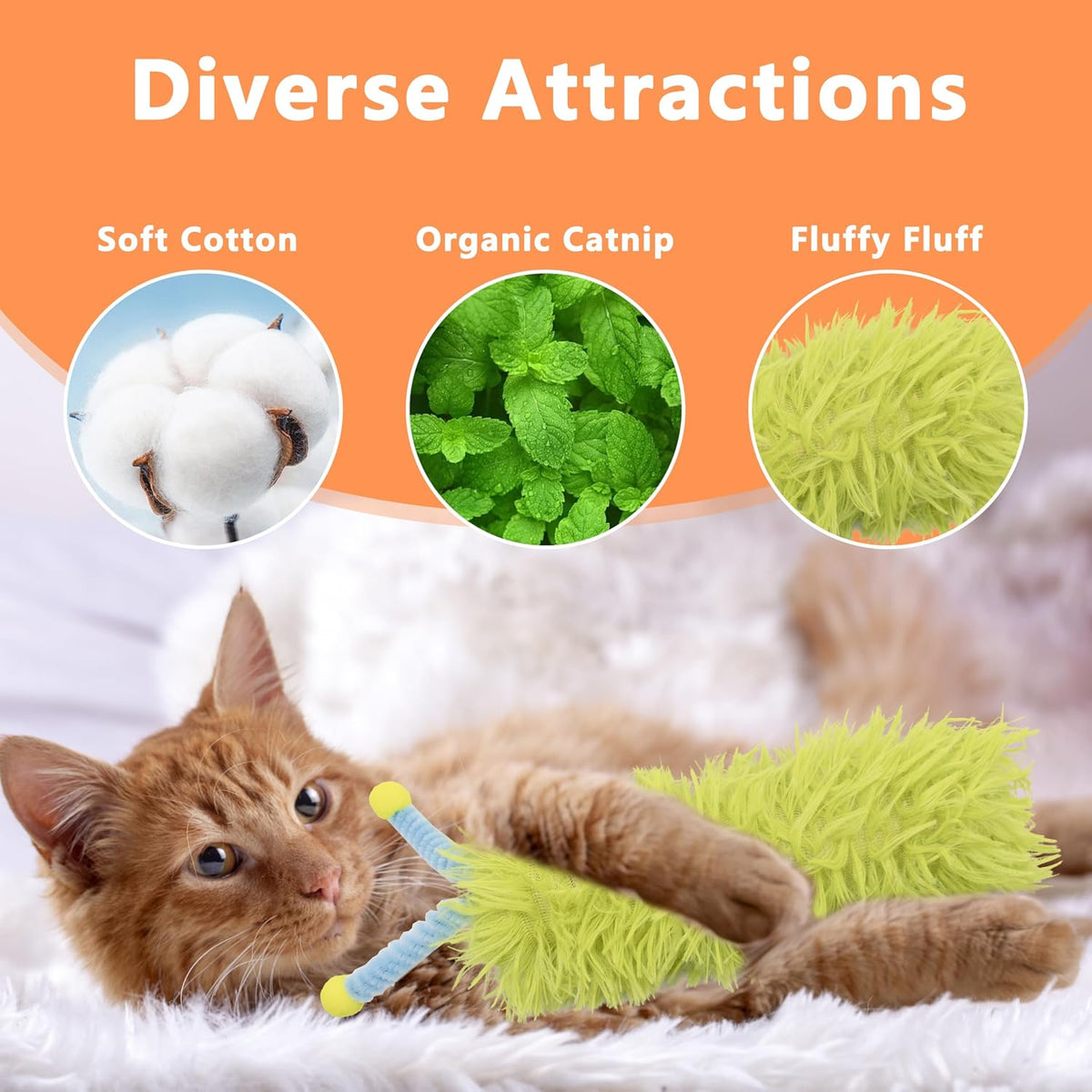 3 Pack Catnip Toys, Soft and Durable Cat Pillows Toys - A-Green+Blue+Pink - image 2