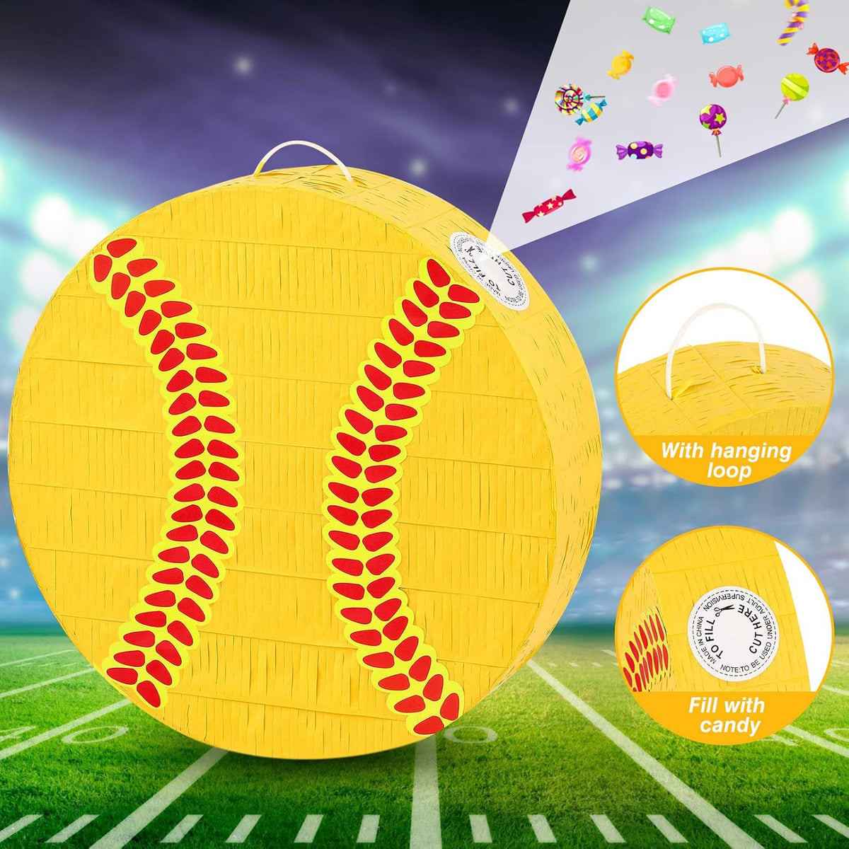 3 Pcs Soccer Ball Piñata with Blindfold Stick Soccer Birthday Party - Softball - image 4