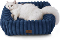 Bedsure ComfyFleece Cute Dog Bed for Small Medium Dogs Washable - S(20" x19" x6") / Night Blue