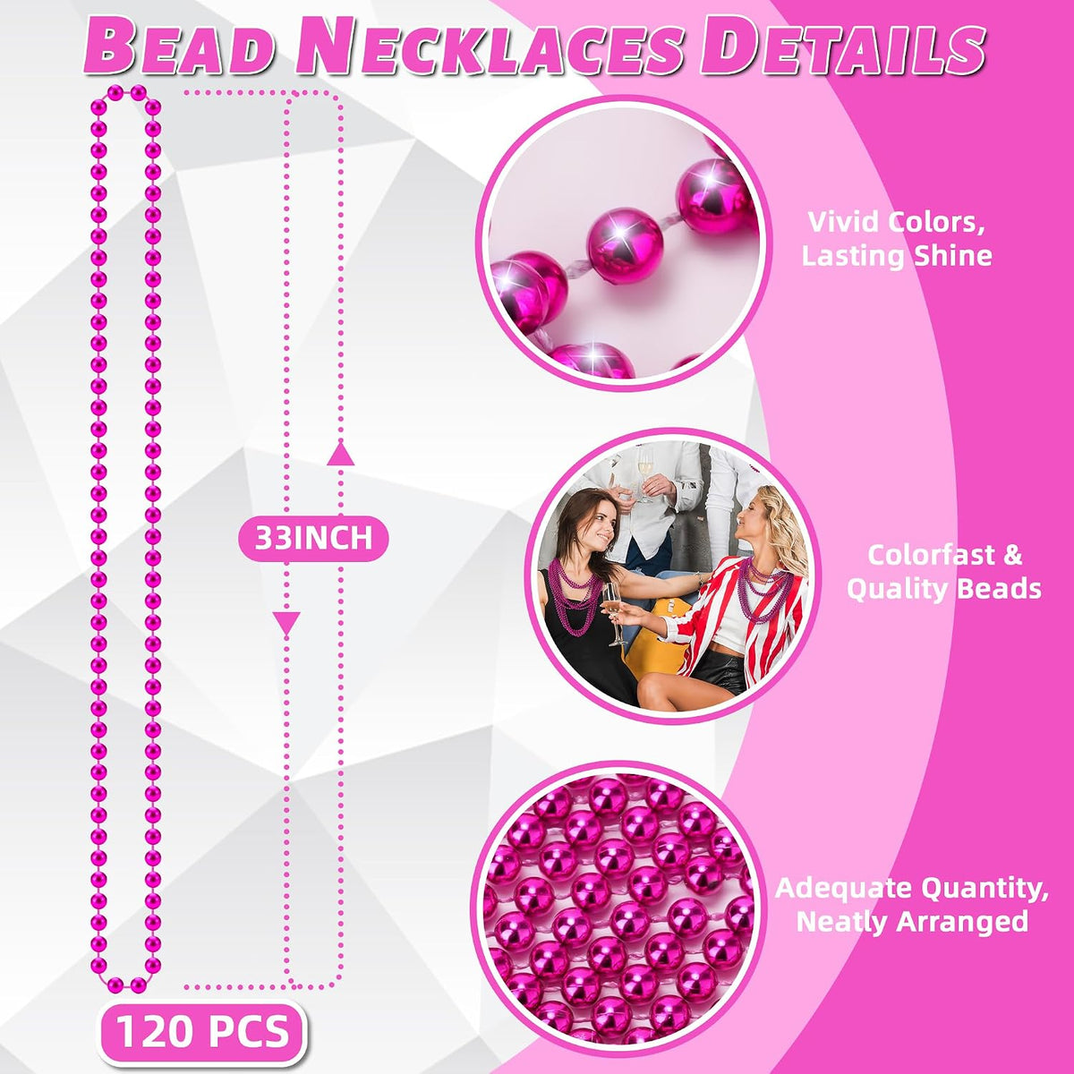 YAXINRUI 120 PCS St. Patricks Day Necklaces - Hot Pink / 120 Pcs - image 3